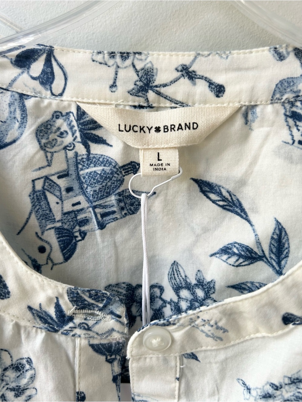 Lucky Brand NWT blue toile cotton button down blouse - Picture 4 of 10